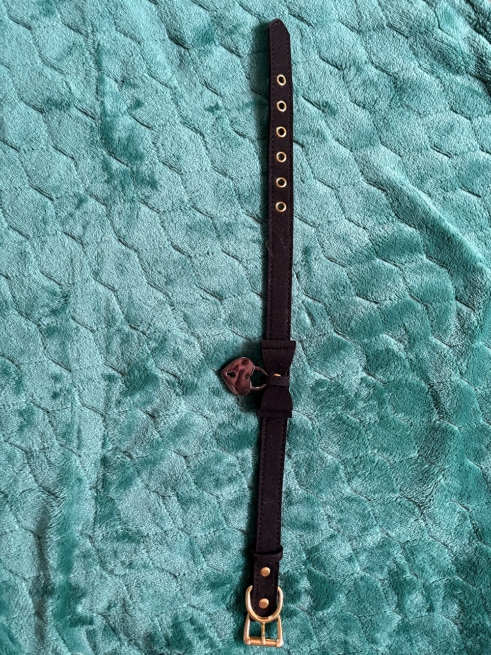 Black Leather Heart Lock Choker Necklace Sexy Adjustable - Picture 8 of 8